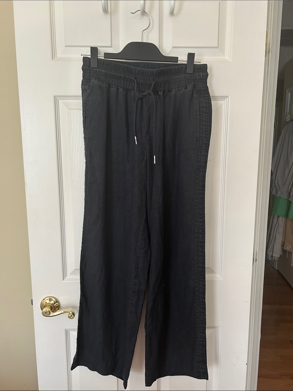 Quince Black Wide-Leg Drawstring Pants Sz M